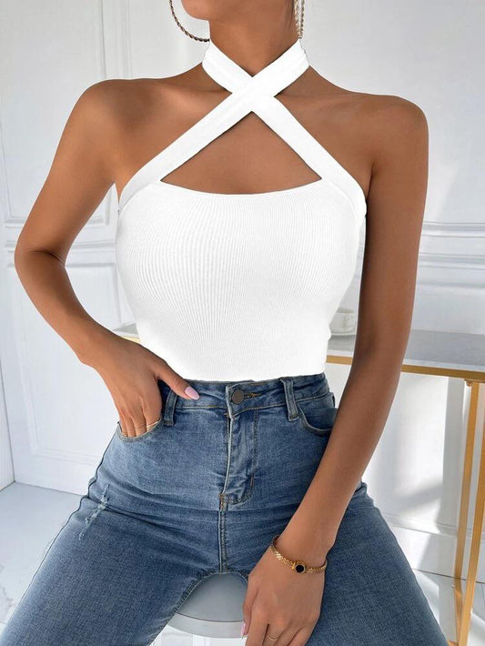 Criss Cross Tie Back Halter Top