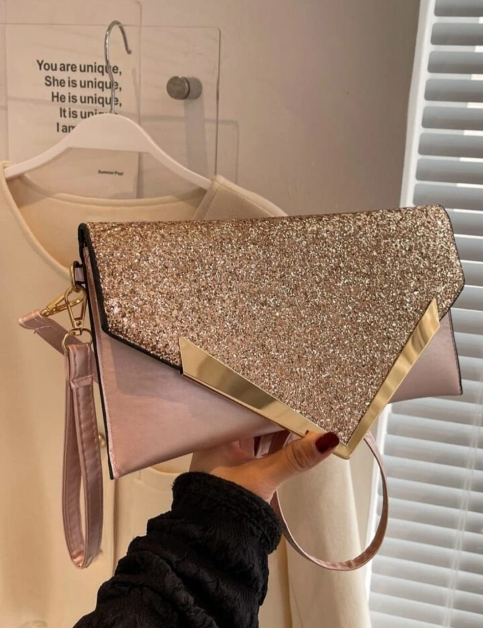 Glitter Bling Sequin Decor Flap Square Bag