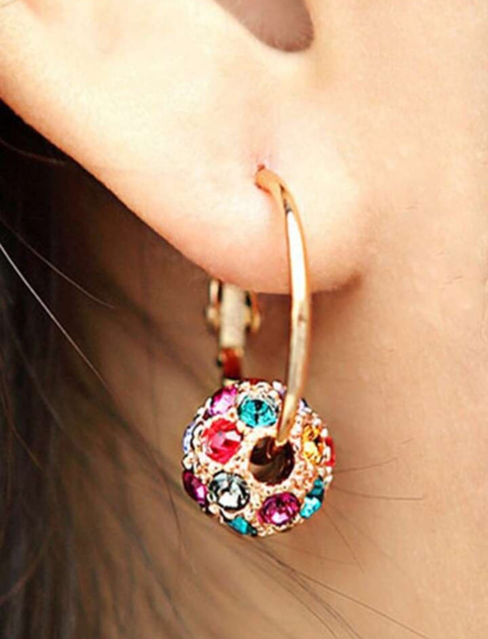 Multi-Color Diamond Ball Earrings