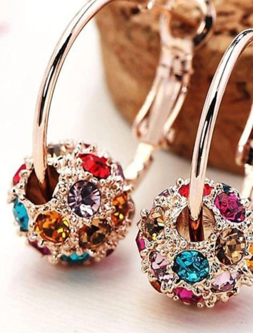 Multi-Color Diamond Ball Earrings