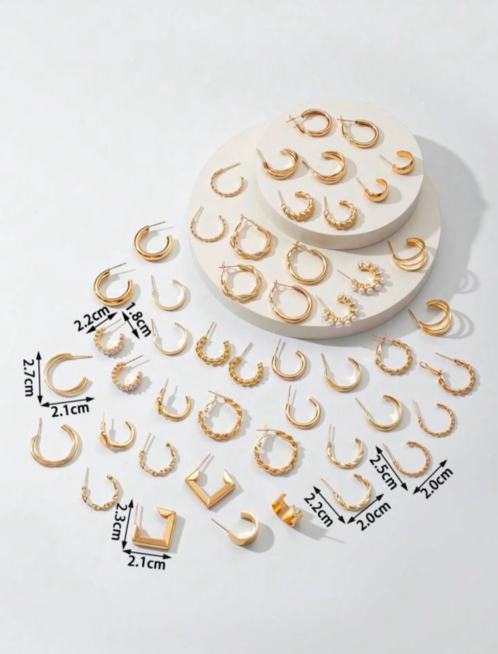 24 pairs C-shaped Hoop Earrings Set