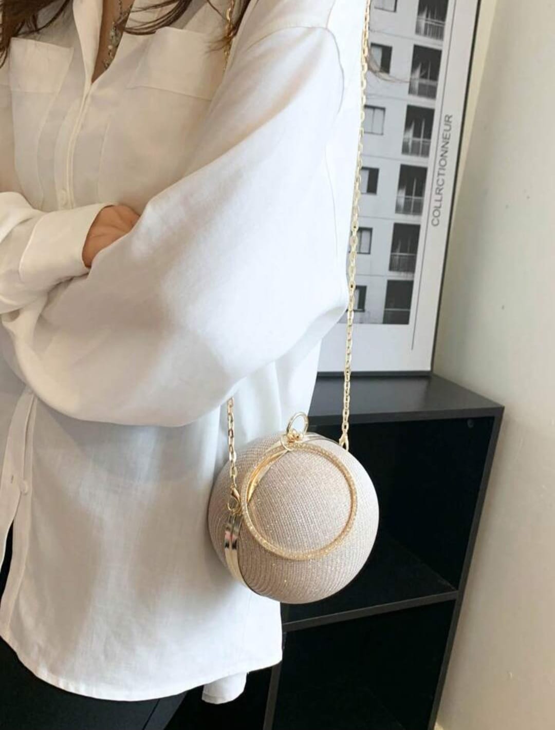 Glitter Bling Sequin Chain Circle Bag