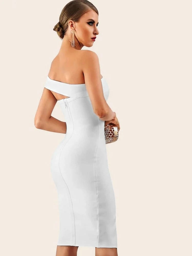 One Shoulder Split Thigh Dress