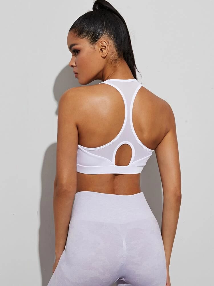 Cut Out Racer Back Sports Bra freeshipping - Kendiee