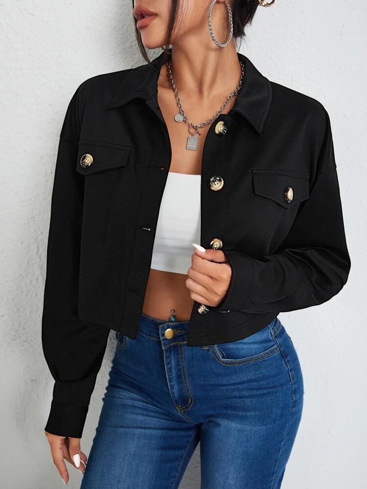 Drop Shoulder Flap Detail Jacket