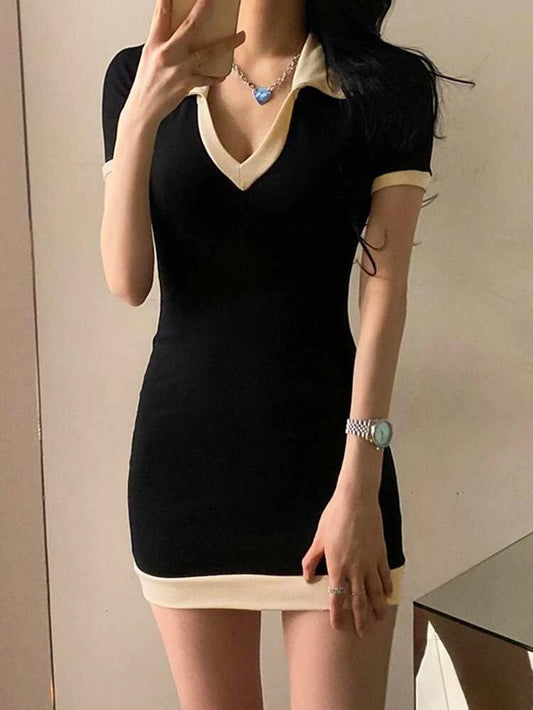 Honeyspot Contrast Trim Bodycon Dress freeshipping - Kendiee