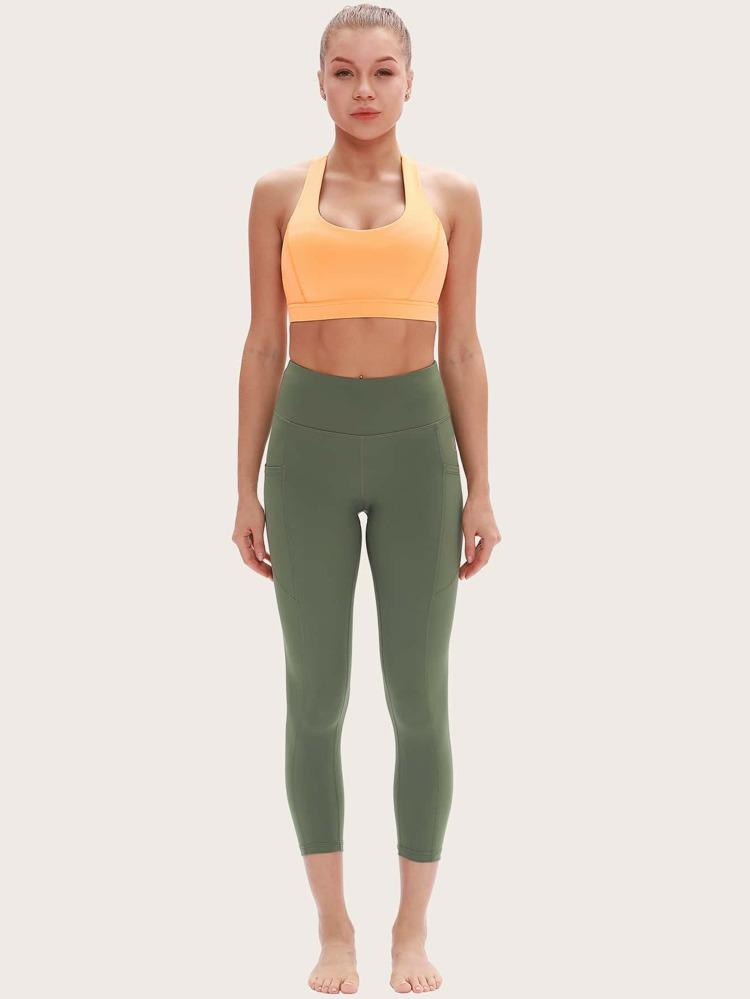 Wide Waistband Crop Sports Leggings freeshipping - Kendiee