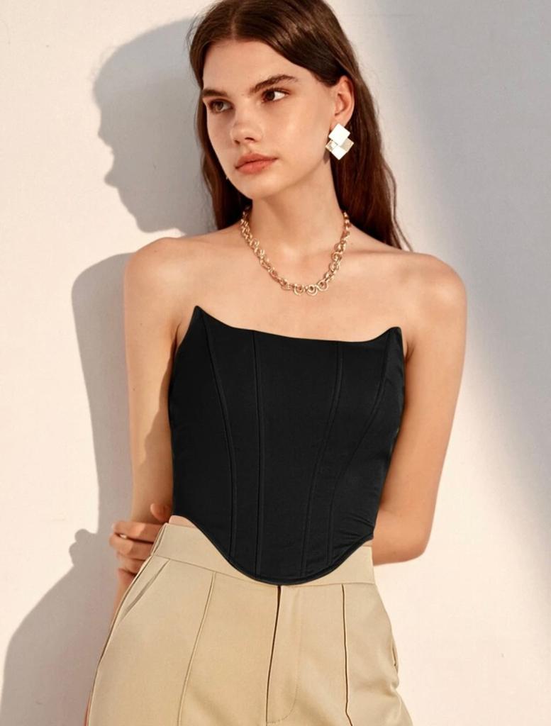 Solid Asymmetrical Hem Tube Top