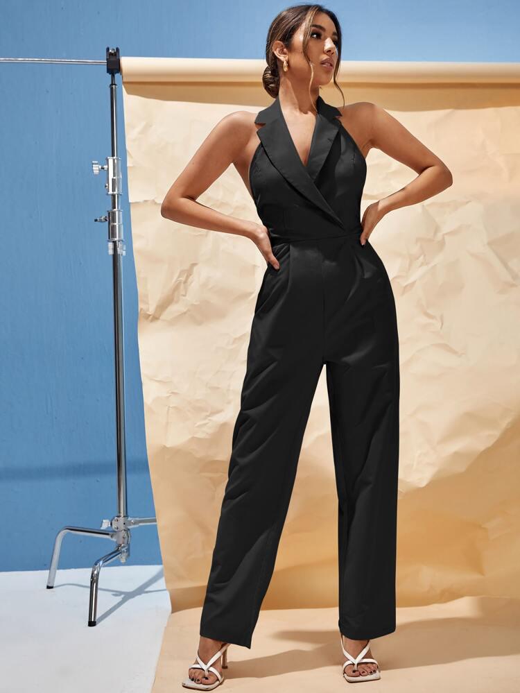 Knotted Backless Shirt Jumpsuit freeshipping - Kendiee