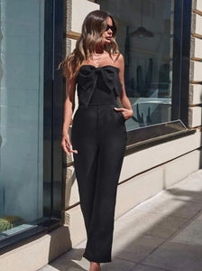 Bow Front Straight Leg Tube Jumpsuit