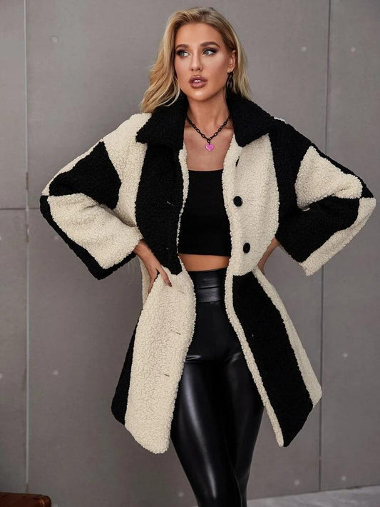 Two Tone Teddy Coat freeshipping - Kendiee