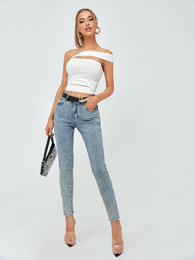 Ruched Cut Out Crop Top freeshipping - Kendiee