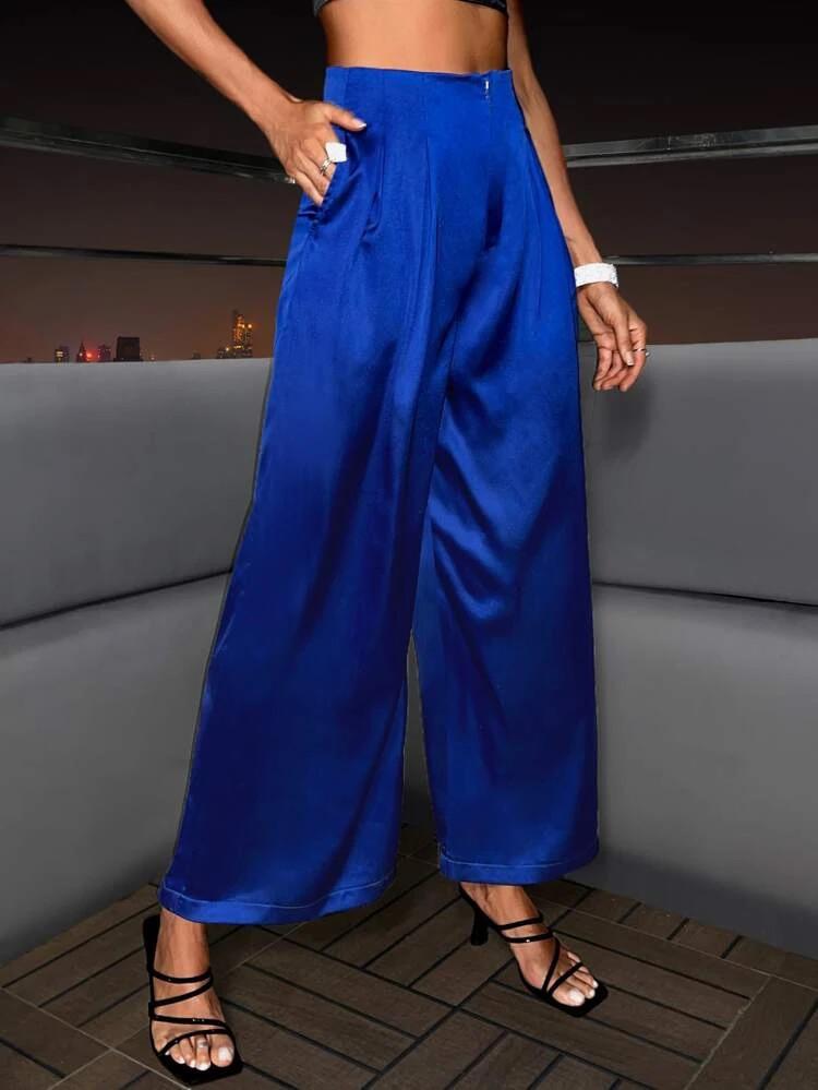 Satin Wide Leg Suit Pants