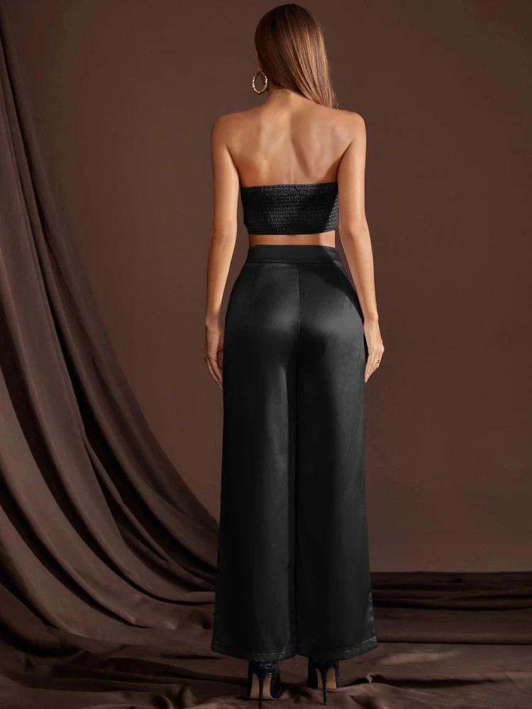 Solid Satin Pant & Tube Top