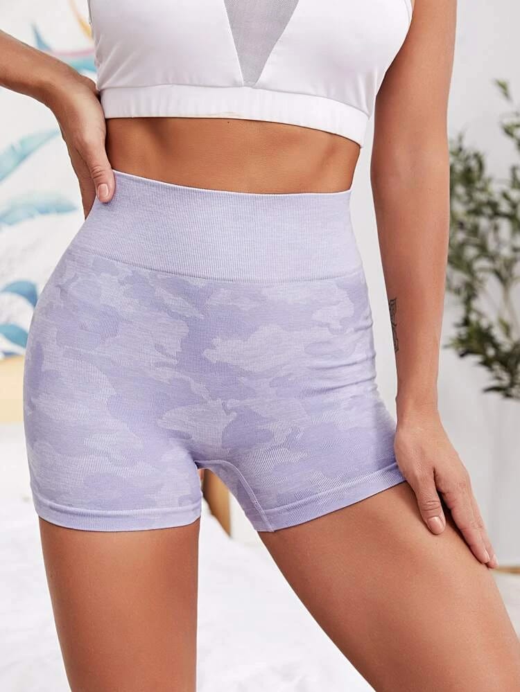 Camo pattern Wide waistband Sports Shorts freeshipping - Kendiee