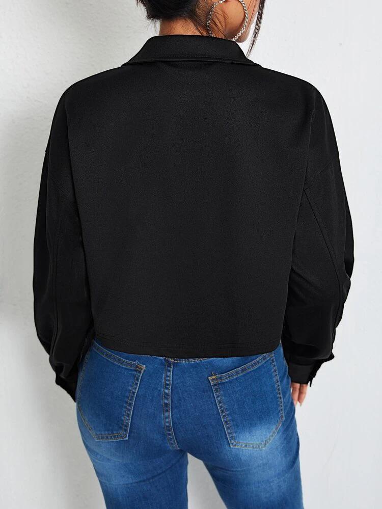 Drop Shoulder Flap Detail Jacket