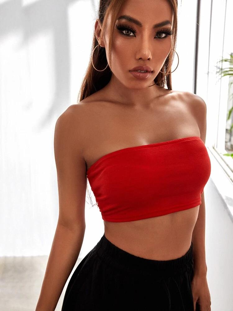 Solid Crop Tube Top freeshipping - Kendiee