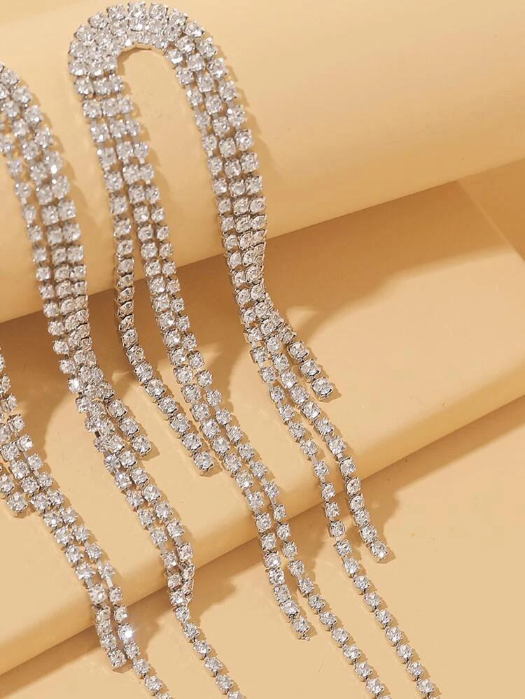 Rhinestone Tassel Decor Drop Earrings