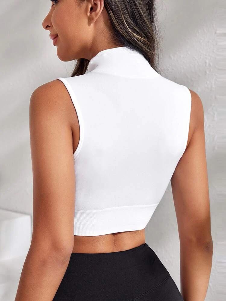 Zip Up Crop Sports Tank Top