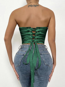 Lace Up Back Tube Top