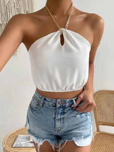 Cut Out Backless Halter Top