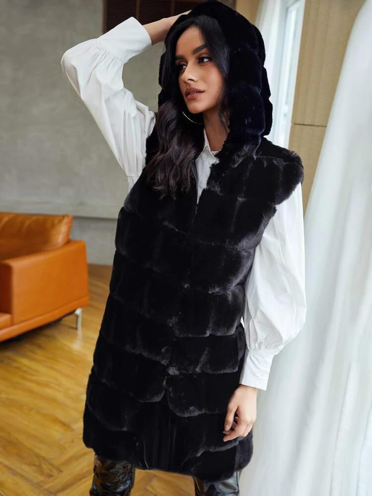 Open Front Sleeveless Hooded Coat freeshipping - Kendiee