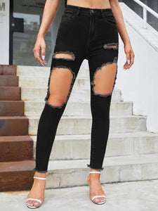 Ripped Zip Fly Jeans freeshipping - Kendiee