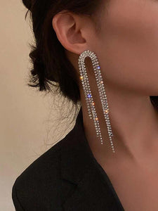 Rhinestone Tassel Decor Drop Earrings