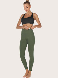 Wide Waistband Solid Sports Leggings freeshipping - Kendiee