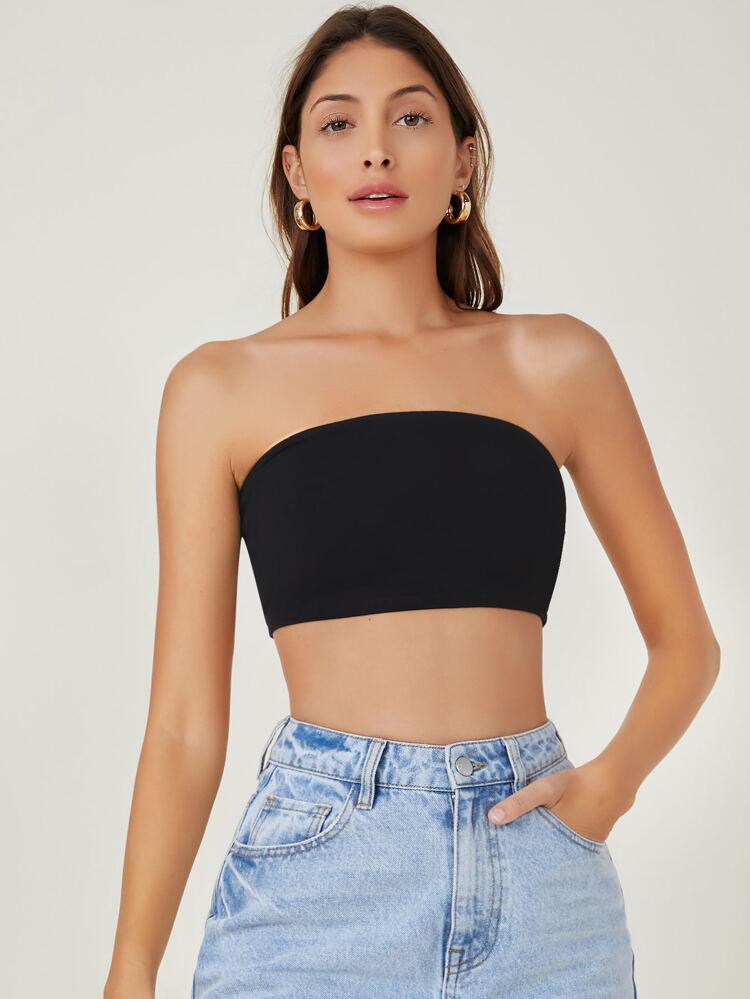 Solid Form Fitted Crop Tube Top freeshipping - Kendiee