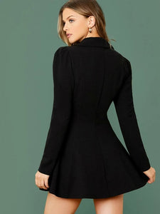 Notch Collar Double Breasted Blazer Dress freeshipping - Kendiee