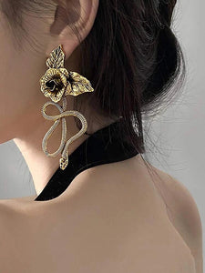 Snake & Flower Drop Earrings
