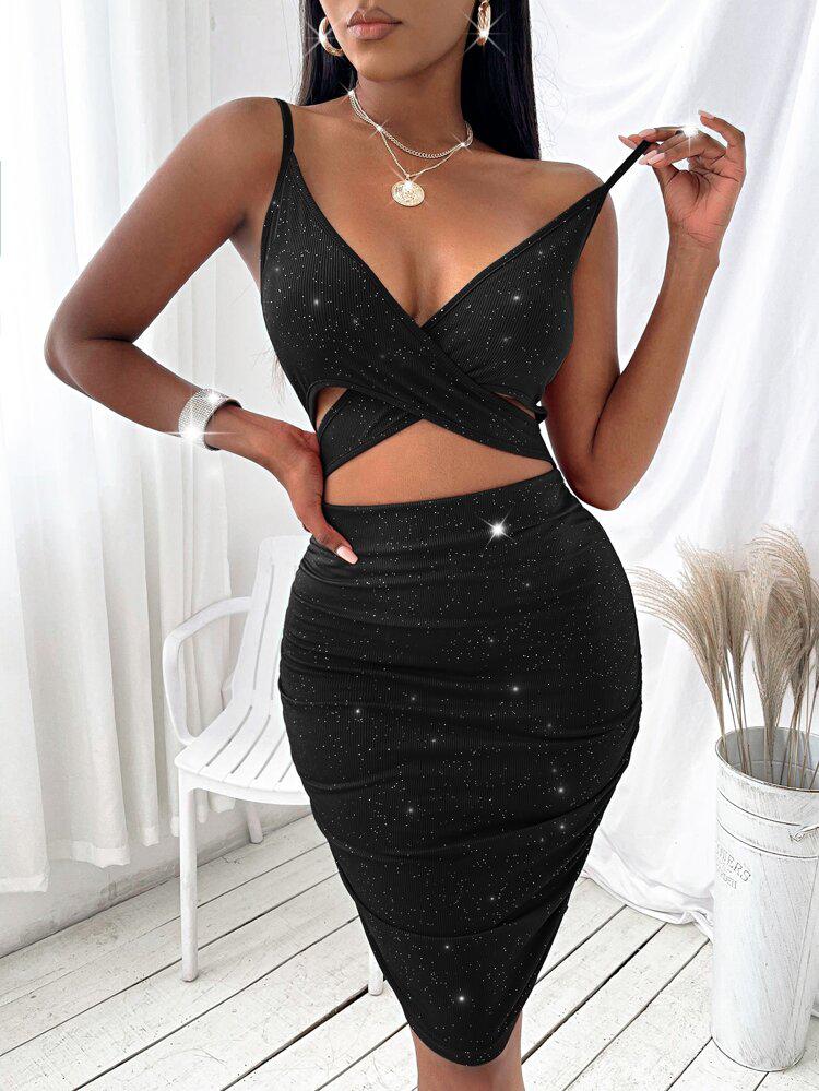 Criss Cross Ruched Bodycon Dress freeshipping - Kendiee