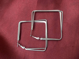 Trendy Silver Square Large Earrings