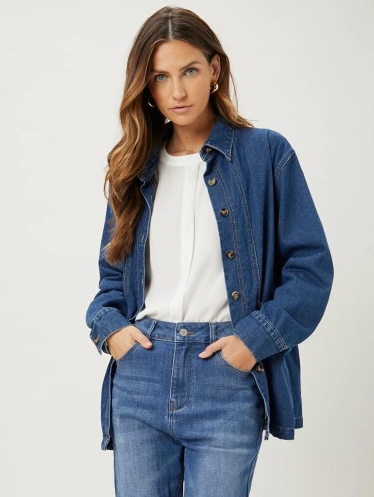 Cotton Relaxed Fit Denim Coat freeshipping - Kendiee