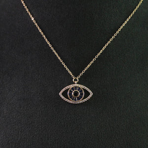 Diamond Studded Evil Eye Pendant With Chain