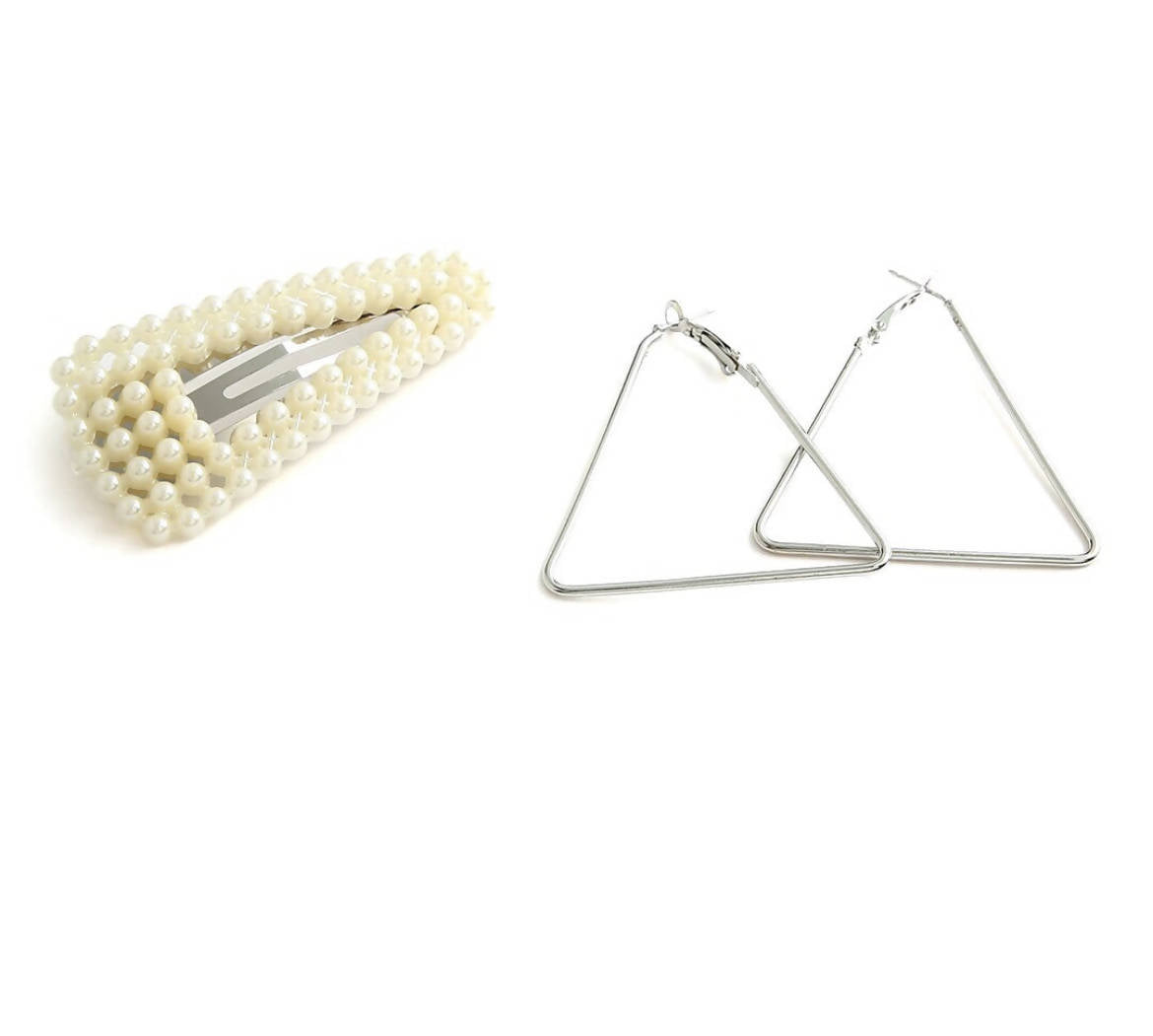 Trendy Silver Triangle Earrings