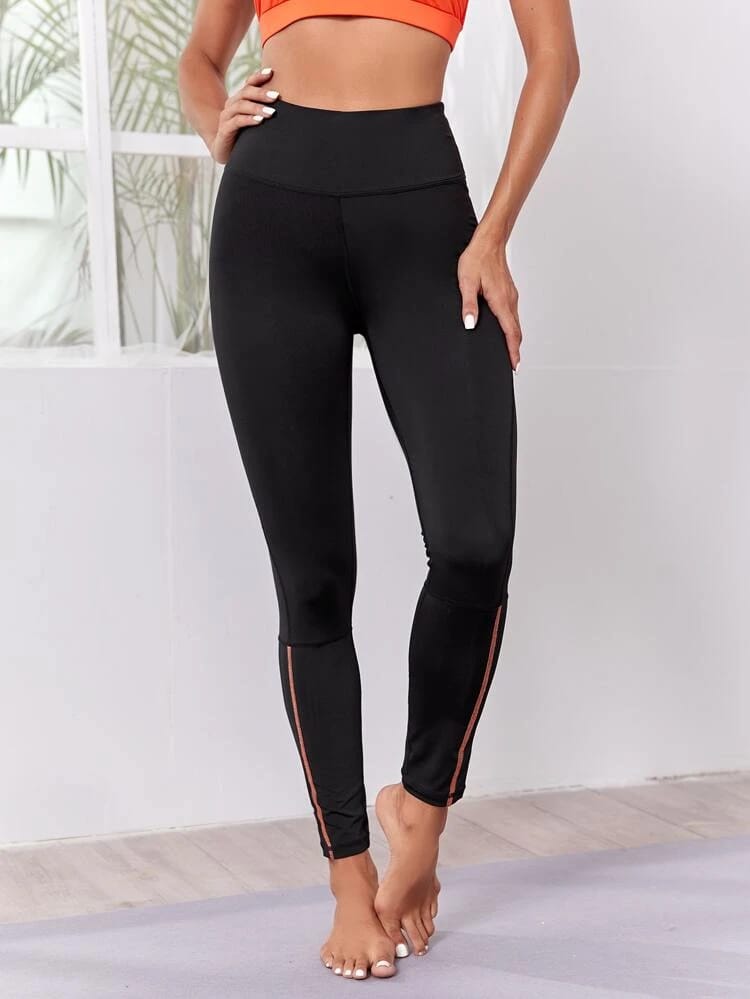 Contrast Top-stitching Sports Leggings freeshipping - Kendiee