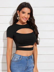 Cut Out Front Crop Top freeshipping - Kendiee