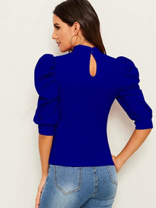 Exaggerate Puff Sleeve Blouse freeshipping - Kendiee