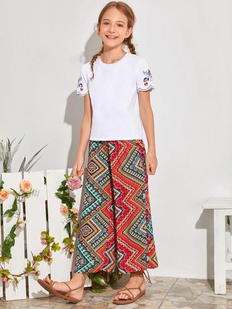 Girls top  paperbag waist tribal prints paints set freeshipping - Kendiee