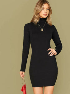 Solid Slim Dress Without Necklace freeshipping - Kendiee