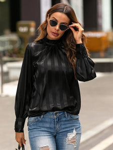 Stand Collar High Low Blouse freeshipping - Kendiee
