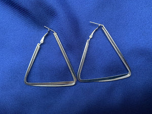 Trendy Silver Triangle Earrings