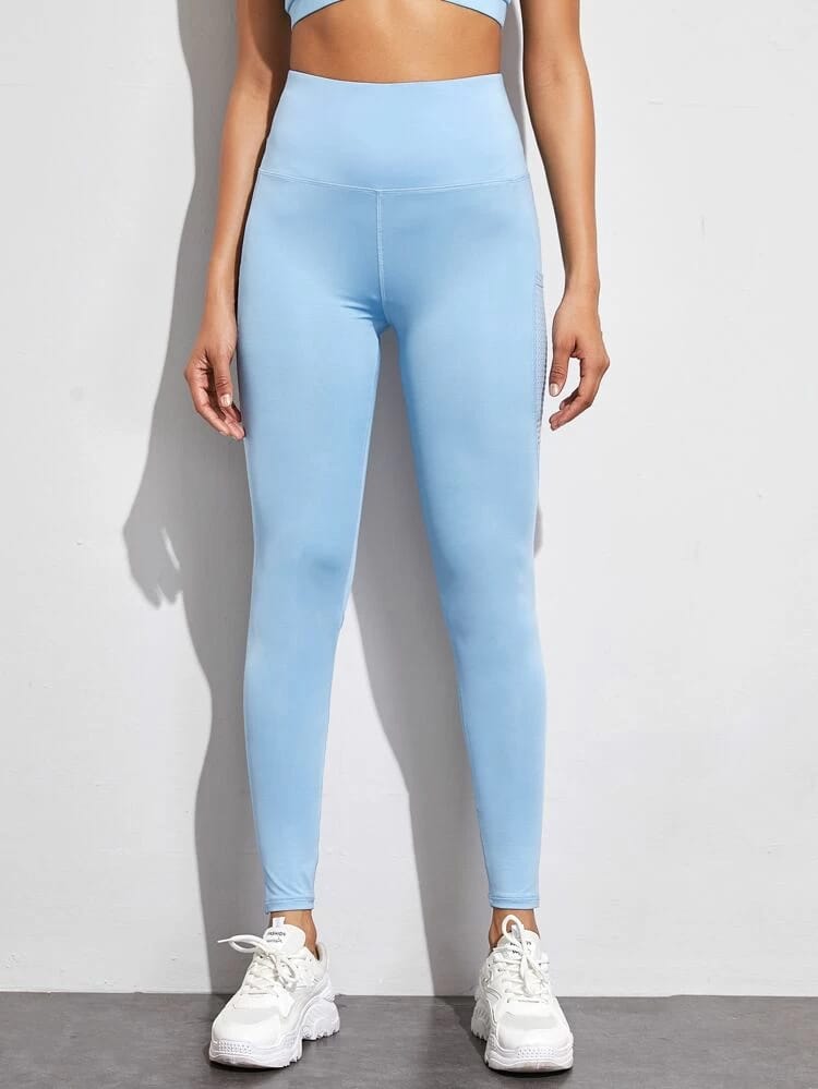 Wide Waistband Sports Leggings With Phone Pocket freeshipping - Kendiee