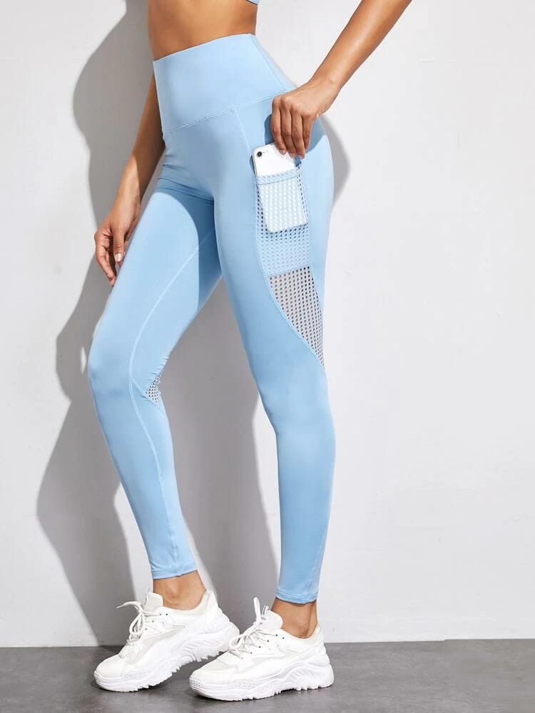 Wide Waistband Sports Leggings With Phone Pocket freeshipping - Kendiee