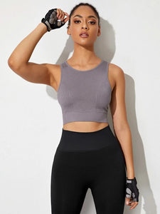 Solid Hollow Out Sports Bra freeshipping - Kendiee
