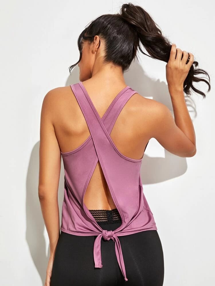 Knot Back Backless Sports Tank Top freeshipping - Kendiee