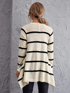 Striped Asymmetrical Hem Sweater freeshipping - Kendiee
