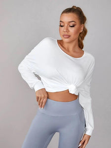 Solid Twist Back Knot Front Sports Tee